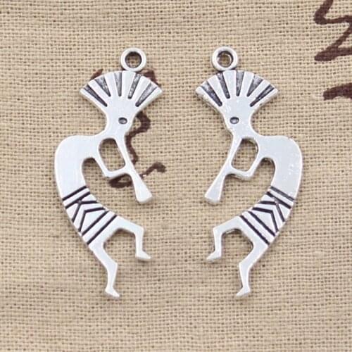 8pcs Charms Native Kokopelli 38x14mm Antique Making Pendant fit,Vintage Tibetan Silver color,DIY Handmade Jewelry