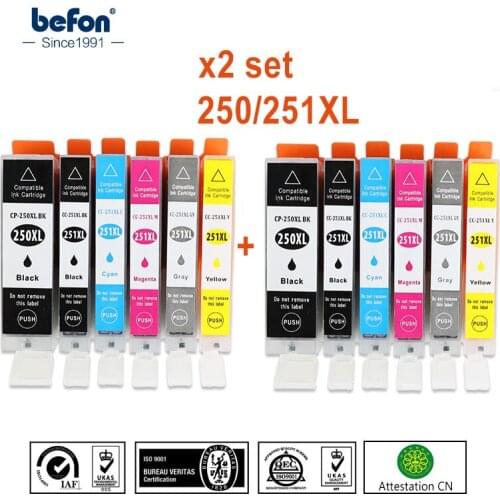 Befon X2 set Compatible PGI 250 CLI 251 XL Cartridge Replacement for Canon PGI250 CLI251 Ink Cartridge IP7220 MG5420 MX922 722