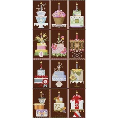 December birthday cake patterns Counted Cross Stitch 11CT 14CT DIY wholesale Chinese Cross Stitch Kit Embroidery Needlework Sets