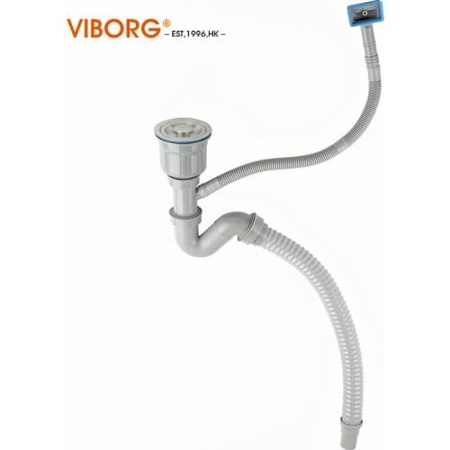 VIBORG Deluxe 304 Stainless Steel deodorizing Kitchen Sink Single strainer Basket Drain Set with Drain Pipes, K-GS-110-A1