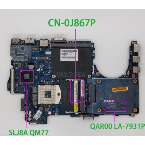 For Dell Precision M4700 LA-7931P CN-0J867P 0J867P J867P Laptop Motherboard Mainboard Tested