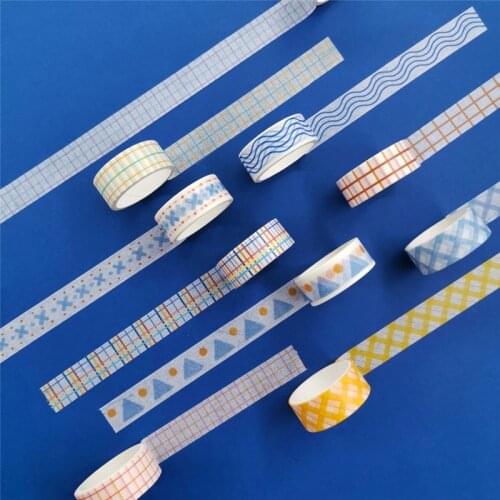 Ins Color Stripe Classic Washi Tape Grid Simple DIY Scrapbooking Sticker Tape Basic Masking Tape Set