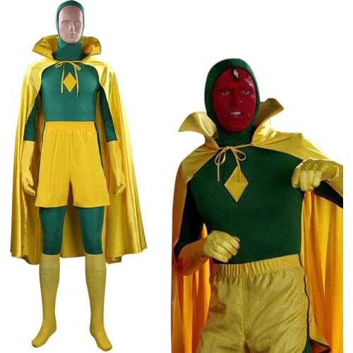 WandaVision Cosplay Costume Adult Hooded Jumpsuit Shorts Outfits Halloween Carnival Yellow Cloak Suit