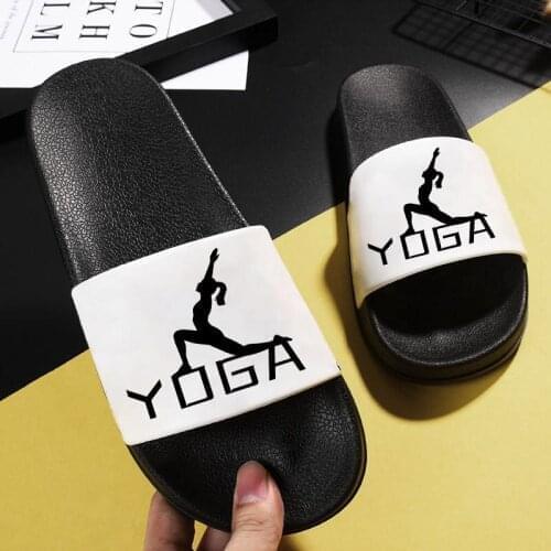 Summer Women Indoor Slippers Floor Flat Shoes woman Indoor Eva Flip Flops Female Non-slip Home Slippers Yoga letters Slides