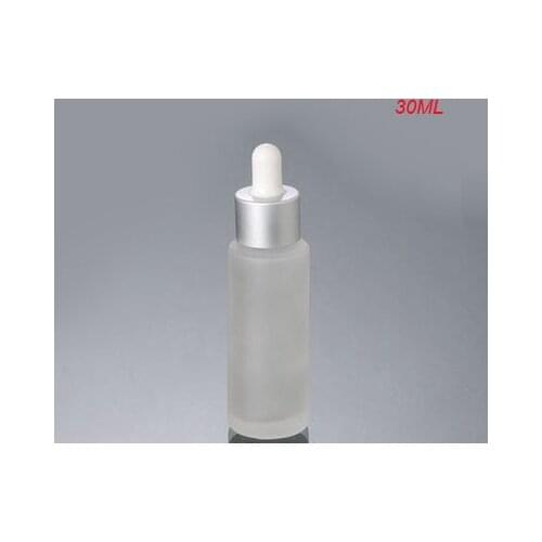 30ML frosted glass dropper glass bottle with silver collar &white top lotion bottle glass bottle Cosmetic Packaging