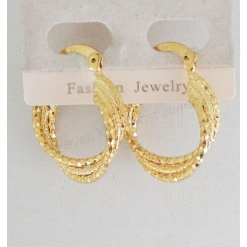 MIN ORDER is 10$ can mix design/TWIST GREAT CARVED - YELLOW GOLD GP FILL BRASS WIDTH 19MM 0.75" TALL 26mm 1.02" EARRING