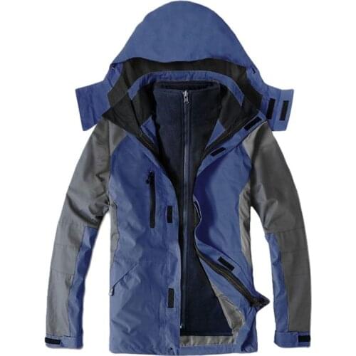 Winter outdoor jacket male three-in-one disassembly plus velvet waterproof two-piece female