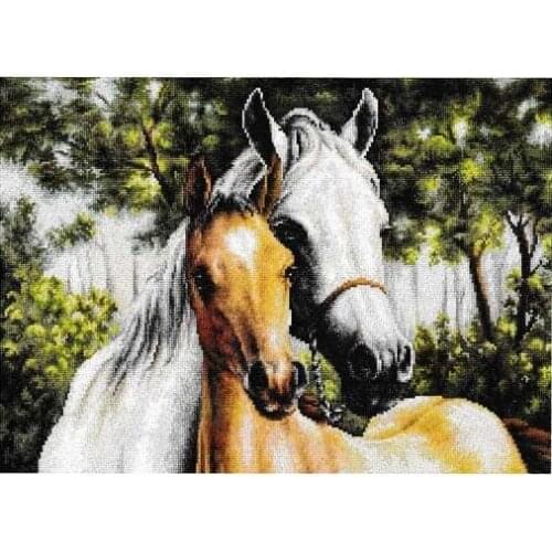 Top Quality Lovely Hot Sell Counted Cross Stitch Kit Two Horse Horses Mare and Foal Mother and Baby