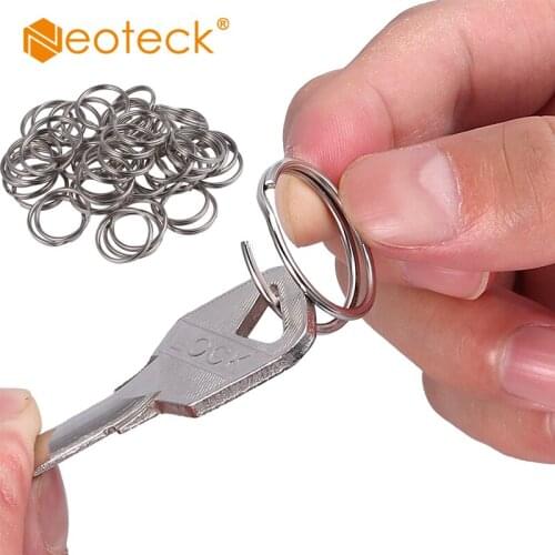 Neoteck 50 pcs 25MM Stainless Steel Nickel Plated Hardened Key Round Flat Ring Key Pendant Key Rings
