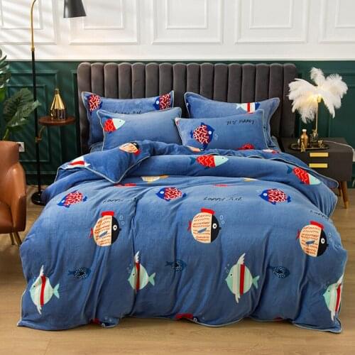 Ocean World coral velvet single quilt cover warmth thick velvet home textile single quilt cover