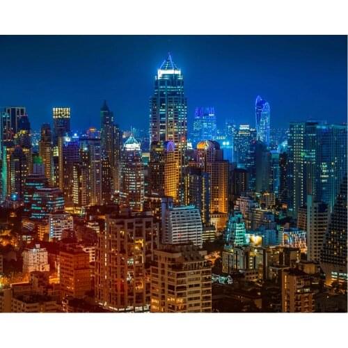 Bustling City Night View Backdrop Baby Shower Party Birthday Room Decor Photo Booth Studio Prop