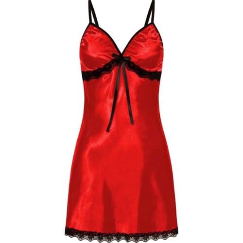 Sexy Nightdress Women Sexy Floral Lace Trim Bowknot Spaghetti Strap Nightdress Sleepwear Sexy Night Dress Women Nightgowns