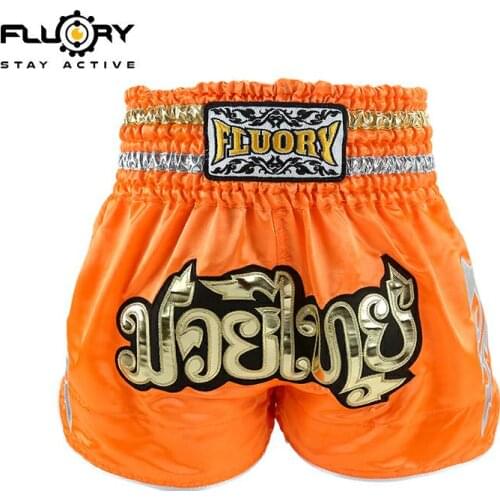 YOUTH and children (girls and boys) fluory Muay Thai shorts embroidered patch kick boxing Shorts fashion color PINK for COMBAT