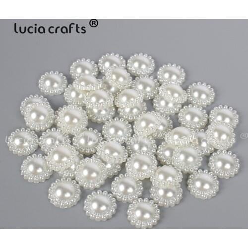 Lucia Crafts Flower Half Round Imitation Pearls Multi Size Flatback Beads DIY Sewing Garments Decor F0807