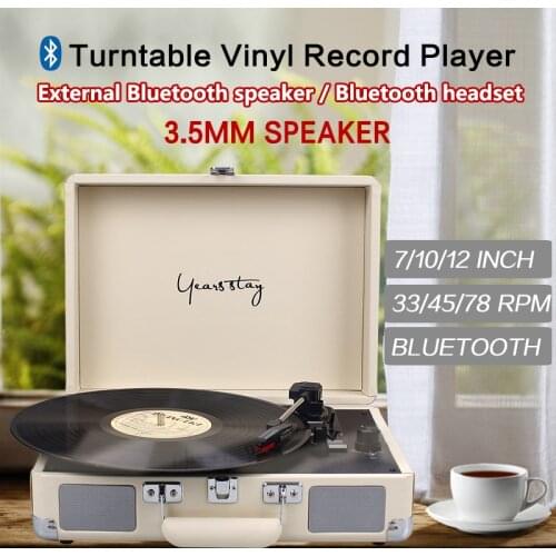 Portable Vintage Vinyl Record Player 33/45/78 RPM Classic Phonograph Gramophone Turntable Playrer Music Player Built-in Speaker
