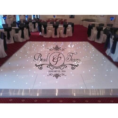 Reception Party Damask Theme Vinyl Decals Dance Floor Stickers Wedding Day Decoration Personalized Bride Groom Names ZB594