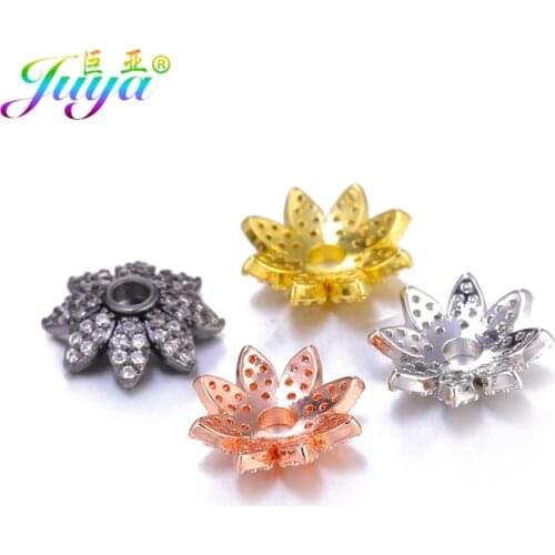 Juya Hand made Tassels Earrings Accessories 8 10 12mm Decoration Flower Spacer Bead Caps For DIY Women Fashion Jewelry Making