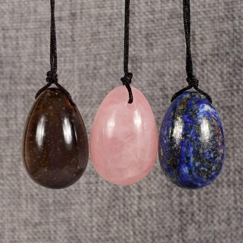 Drilled 30X20mm Natural Jade Crystal Love Yoni Egg Kegel Exercise Massage Balls Pelvic Floor Vaginal Recovery Health Care Tools