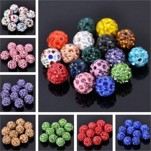 10mm Disco Ball Czech Crystal Rhinestone Clay Glass Loose Spacer Beads For Jewelry Making DIY Crafts Findings