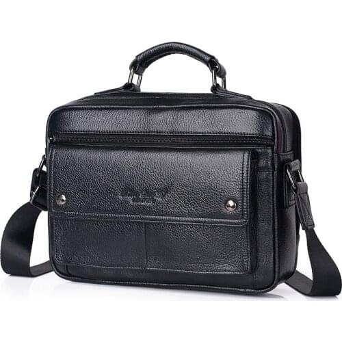 Genuine Leather Men Messenger Shoulder Tote Bag Handbag Business Male Real Cowhide Single Briefcase Cross Body Top Handle Bags