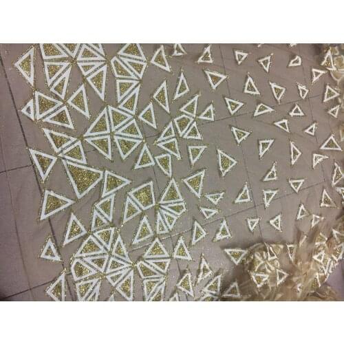 Particular glued glitter with sequins dust African tulle net lace fabric JRB-72112 for evening dress