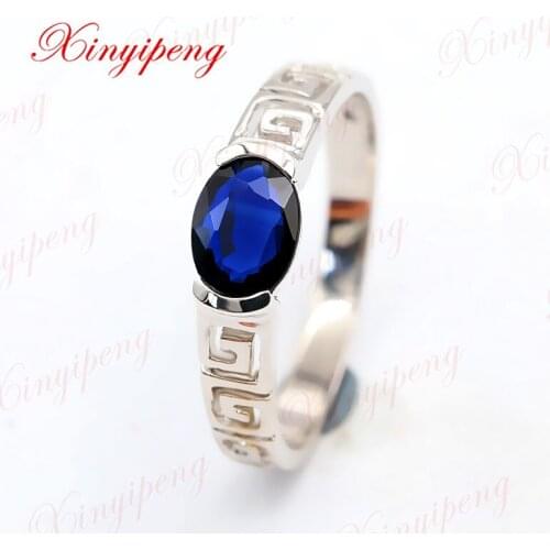 Xin yi peng 18 k white gold set with 1 carat natural sapphire ring woman ring, simple and easy