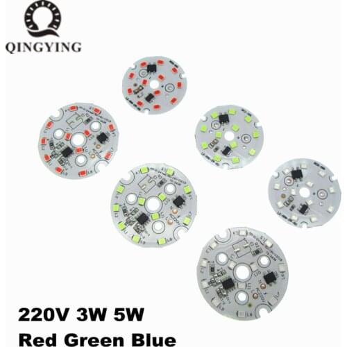 1pcs SMD 2835 3W 5W LED 220v LED PCB Integrated Smart IC Driver Red Green Blue Light Source For LED Bulb