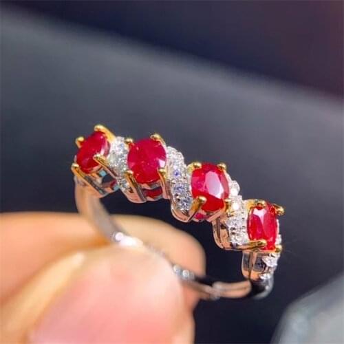 100% Natural Genuine Ruby Gemestone Fashionable Silver Ring 925 Solid Sterling Silver Ruby Wedding Ring Best Gift for Girl
