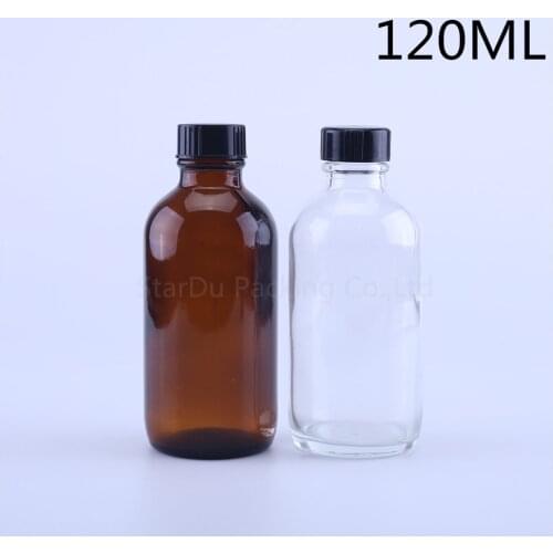 120ML Amber Glass Bottle Aromatherapy Liquid For Essential Basic Massage Oil Pipette Bottles Refillable Boston Bottle 100pcs
