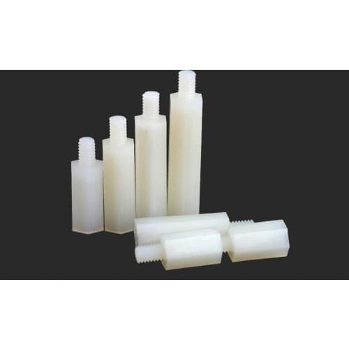 20/50pcs/lot Nylon Standoff M2.5 M3 M4*L+6mm Male To Female Nylon Plastic Spacer Long Hex Nut