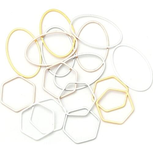20pcs Fashion hexagonal Oval Copper Hollow Frame Blank Connector Pendants For Earrings,Small Accessories DIY Jewelry Making