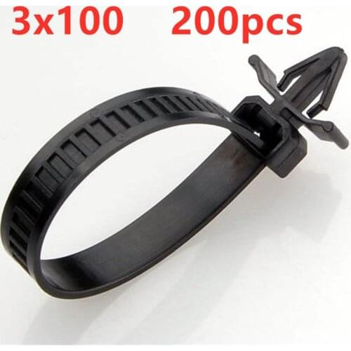 200pcs 3x100mm Push Mount Wire Ties ,nylon screw push mount cable tie zip tie band wrap