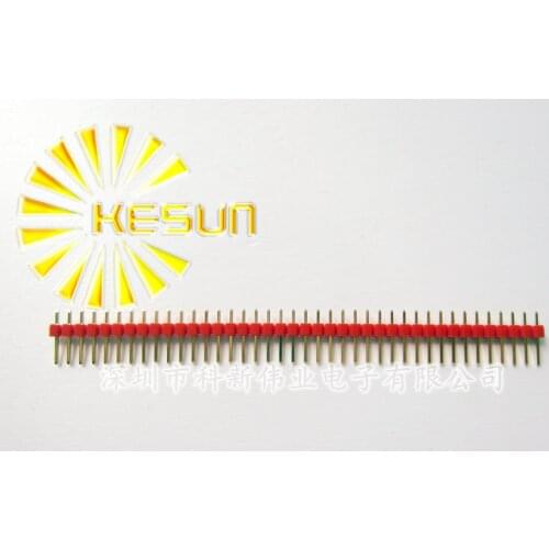 200pcs/lot 2.54mm Red Single Row Male 1X40 Pin Header Strip Gold-plated