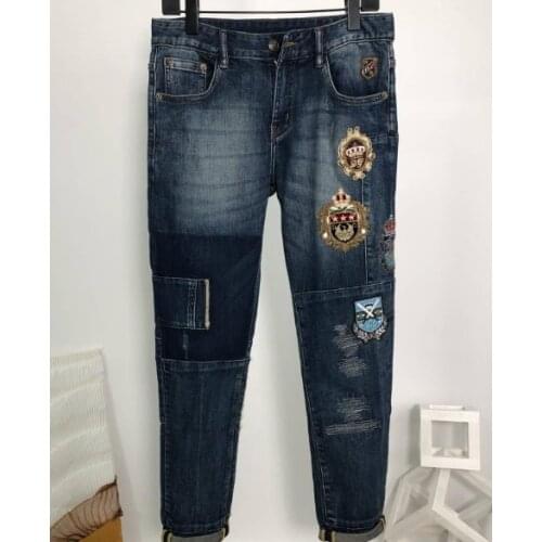 2020 new arrival 20ss New famous denim brand clothing crown embroidery print jeans luxury long casual pant designer for men