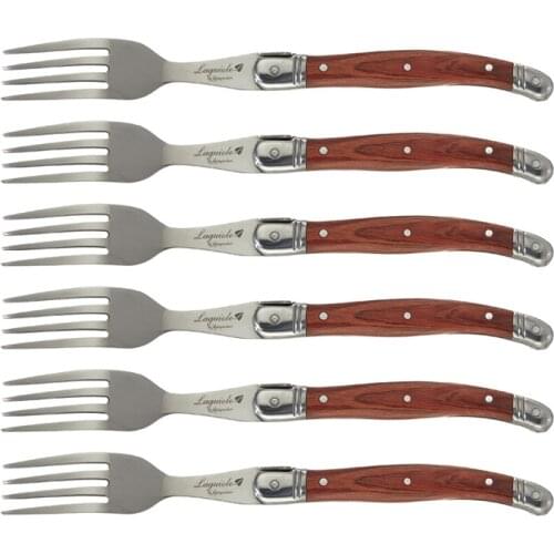 Laguiole Steak Forks Stainless Steel Japanese Wooden Dinner Cutlery Table Dinnerware Fork Bar Restaurant Flatware Sets 4/6/10pcs