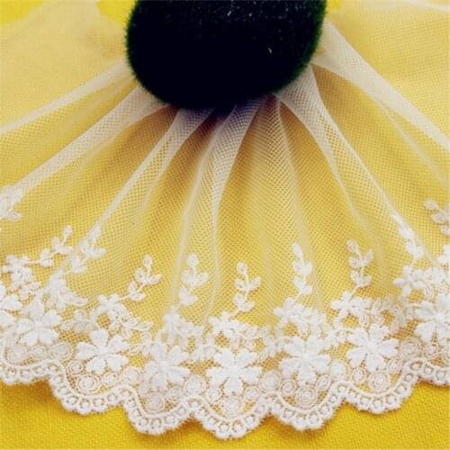 5Yds/lot 13cm wide paper white cotton mesh unilateral embroidery flower lace DIY skirt trimming clothing accessories lace AC474