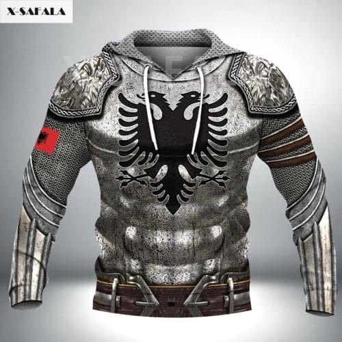 Albania USA Skull Eagle Knight Map Flag Name 3D All Printed Hoodie Man 6 Women Harajuku Zipper Pullover Sweatshirt Jacket