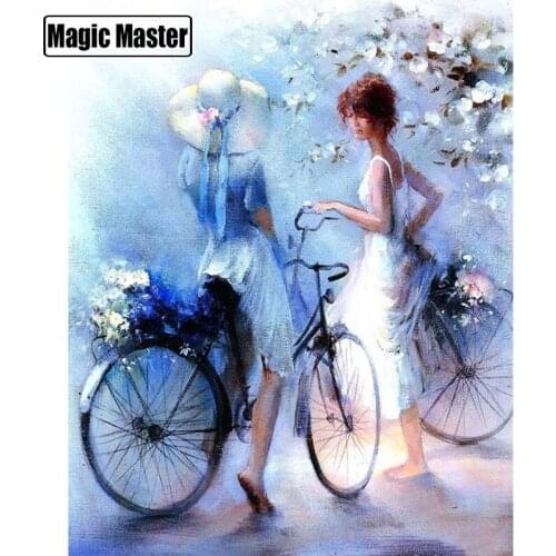 NEW diamond embroidery 5d diy diamond painting Bicycle Girls cross stitch diamond mosaic pictures of rhinestones Home decor