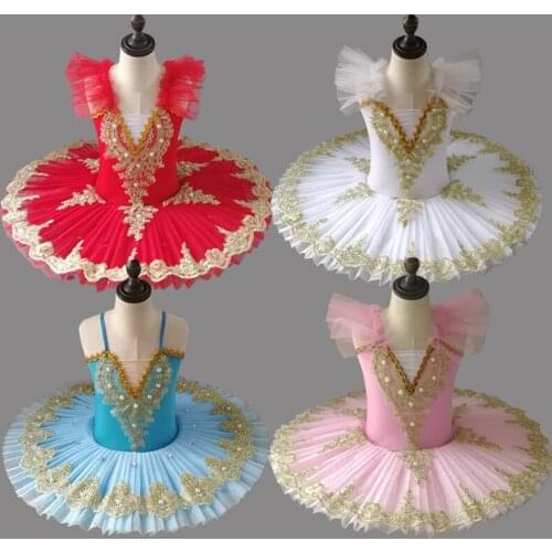 White Red Pink Color Pancake Tutu Kids Dance Costumes Professional Ballet Tutu Dancewear Ballerina Ballet Dress Girl Adult