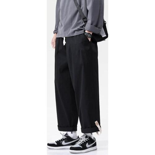 Casual Pants Men Jogger Drawstring 2021 Straight Mens Pant Streetwear Japanese Fashion Trousers for Man Polyester
