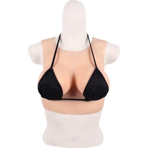 C/D/F CUP Round Collar Neck Fake Artificial Boobs Realistic Silicone Breast Forms Crossdresser Shemale Transgender Drag Queen 1G