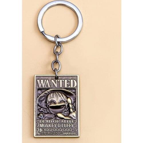 One Piece The Straw Hat Pirates Logo Keychain Luffy Wanted Pendant Key Chain Anime Cosplay Jewelry Accessories