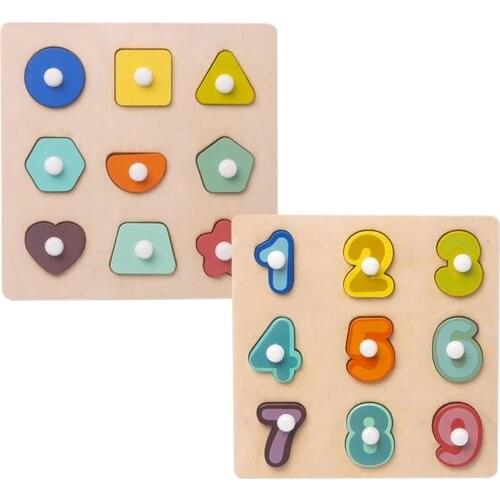 Childrens Wooden Puzzle Board Toys No Burrs Digital Shape Matching Math Puzzle Preschool Learning Cognize Educational Toys