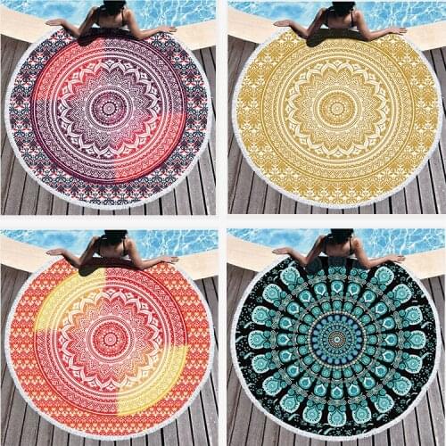 Dream NS Bohemian Indian Circle 150cm printed beach towel microfiber plus tassel feel soft customizable Picture design