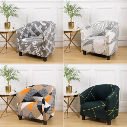 Geometric Green Club Armchair Covers Chair Slipcover Stretch Tub Chair Cover Sofa Cover Spandex Couch Covers for Bar Counter
