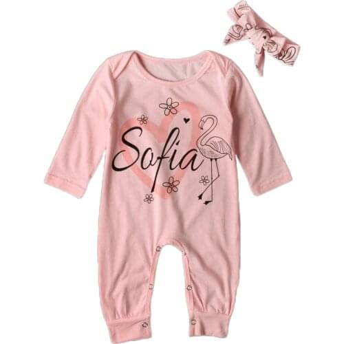 2018 New Brand Clothes Set Autumn Newborn Cute Baby Girls Clothes Pink Long Sleeves Rompers Long Leg Bird Printing Set
