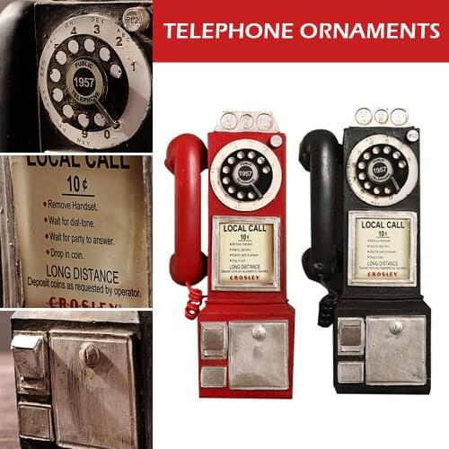 Creativity Vintage Telephone Model Wall Hanging Ornaments Retro Furniture Phone Mini Crafts Gift For Bar Home Decoration