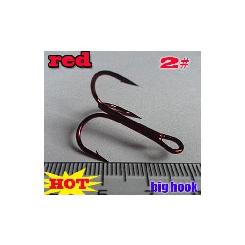 HOT HOOK!!! RED treble hooks three anchor hook size:2# quantity:200pcs/lot best treble hooks