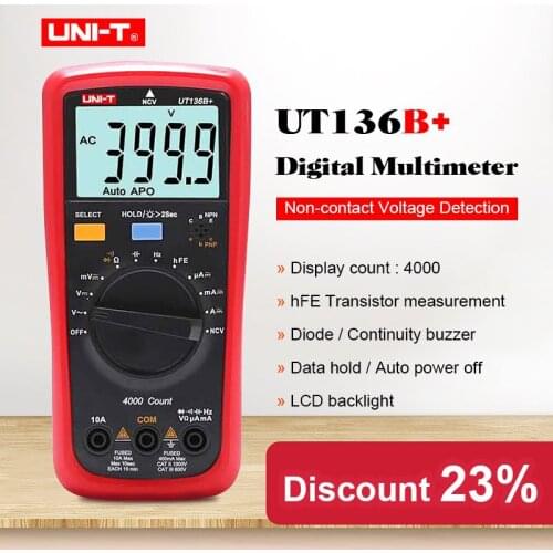 UNI-T UT136B+ UT136C+ Digital Multimeter AC DC volt Ampere meter;Ohm Capacitance hFE Diode/transistor tester with LCD backlight