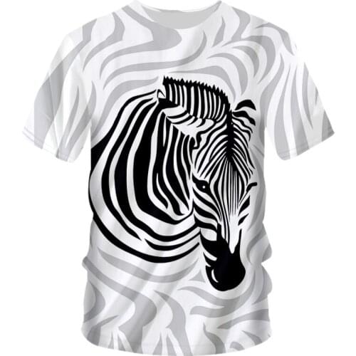 2021 Hot New Mens T Shirt 3D Printed Zebra Animal T Shirt Funny Short Sleeve Summer Tops Tshirt Male Asian Size Lagre Size